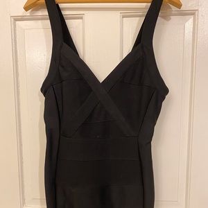 Tobi Little Black Deep V Bodycon Dress